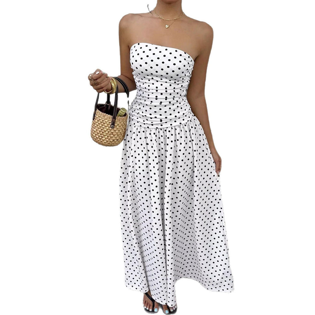 Ladies’ Polka Dot Off-Shoulder Dress – Perfect for Party, Beach, or Work