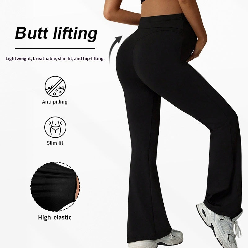Maternity High-Waist Flared Leg Pants – Tummy Support Butt-Lifting Legging Style for Fall & Winter