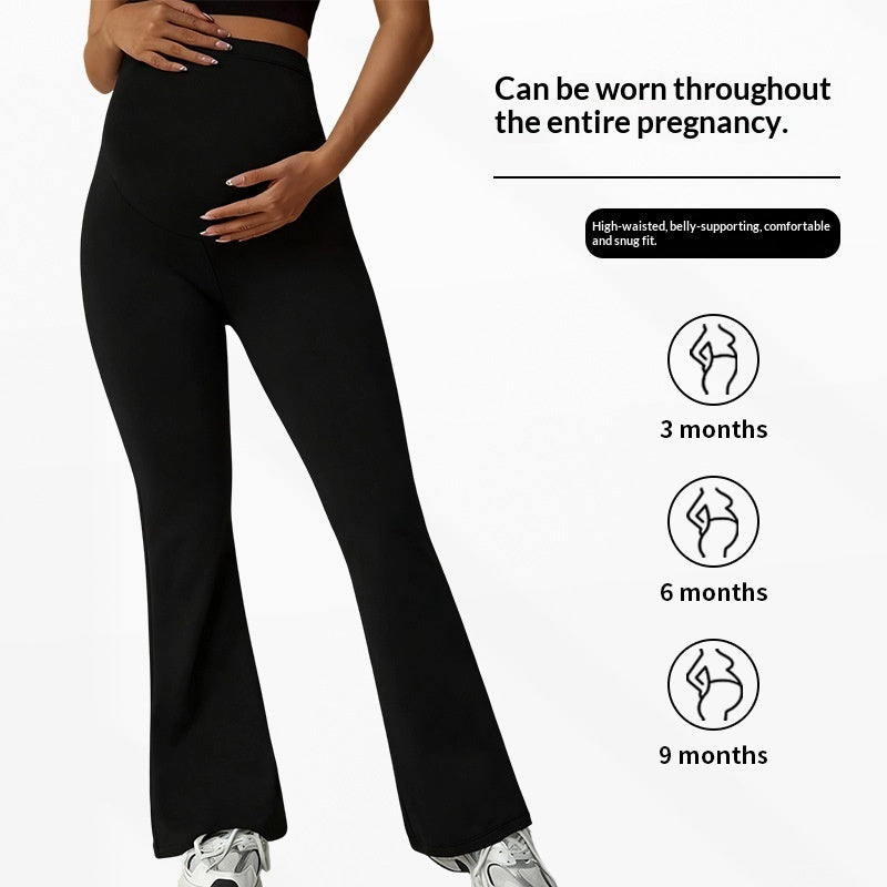 Maternity High-Waist Flared Leg Pants – Tummy Support Butt-Lifting Legging Style for Fall & Winter