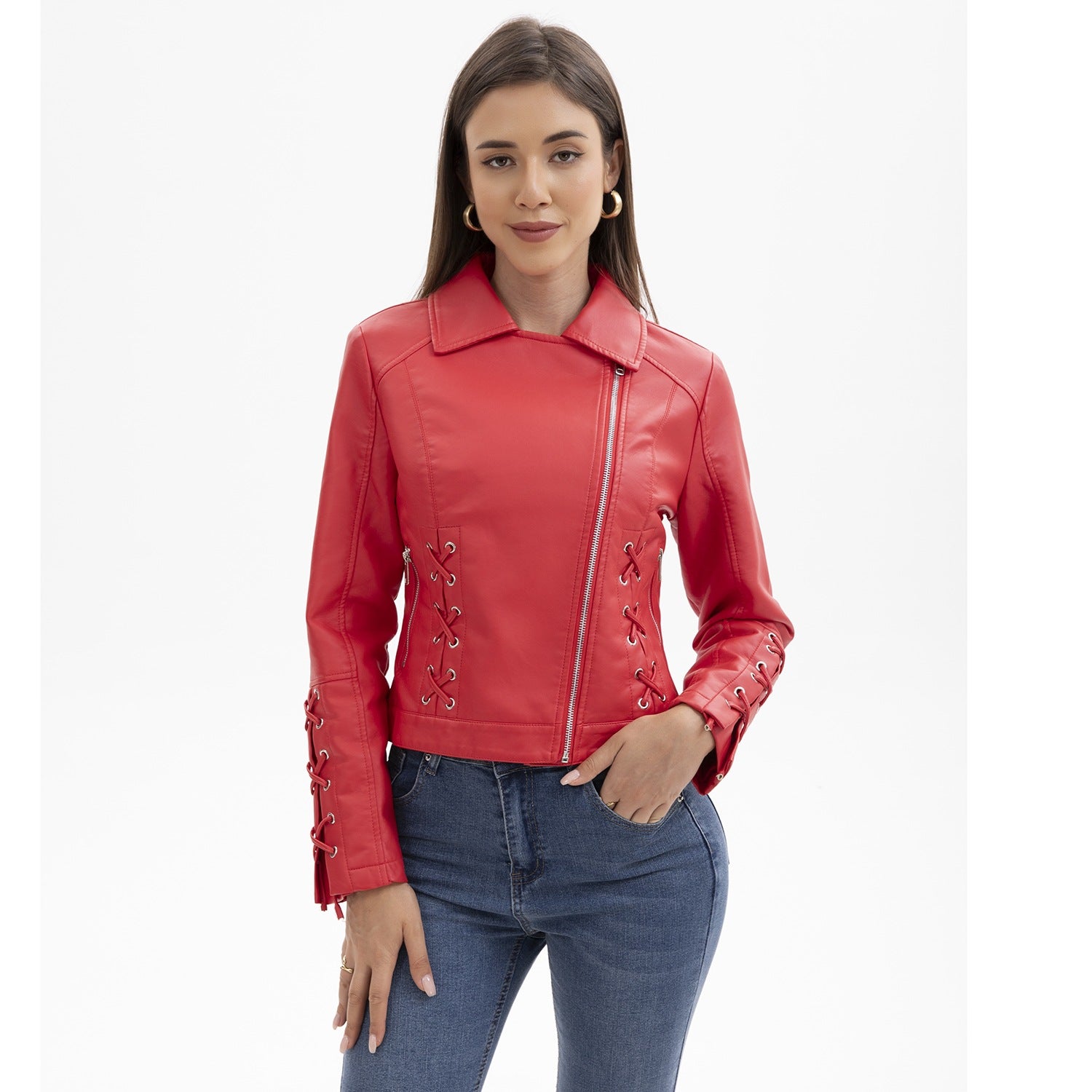 European & American Style Women’s Casual Leather Jacket – Chic and Timeless