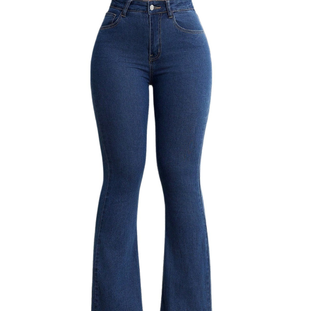 Chic High-Waist Flared Denim Jeans – Stretchy, Effortlessly Stylish for European & American Girls