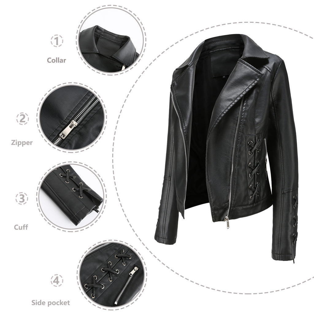 European & American Style Women’s Casual Leather Jacket – Chic and Timeless