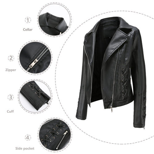 European & American Style Women’s Casual Leather Jacket – Chic and Timeless