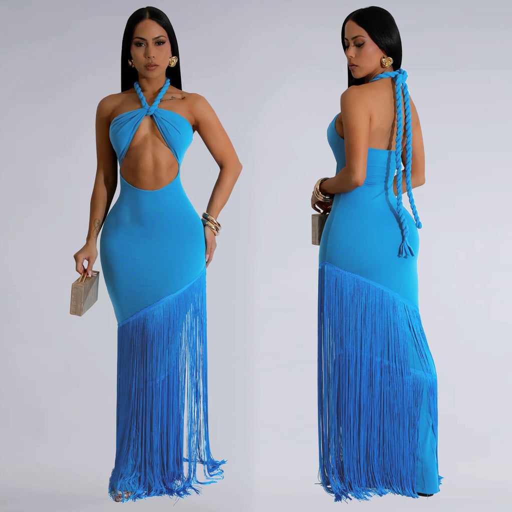 Trendy Summer Tube Dress with Tassel Accents