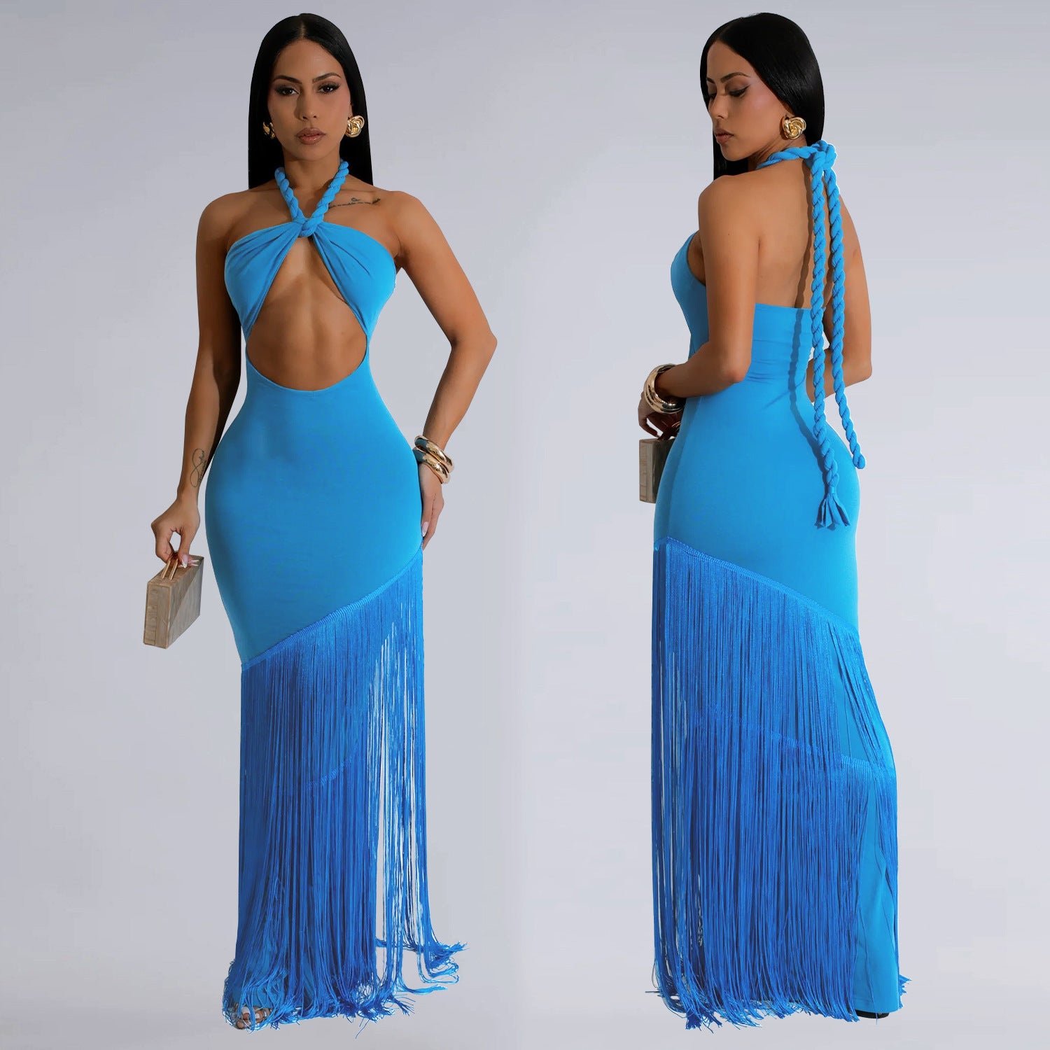 Trendy Summer Tube Dress with Tassel Accents
