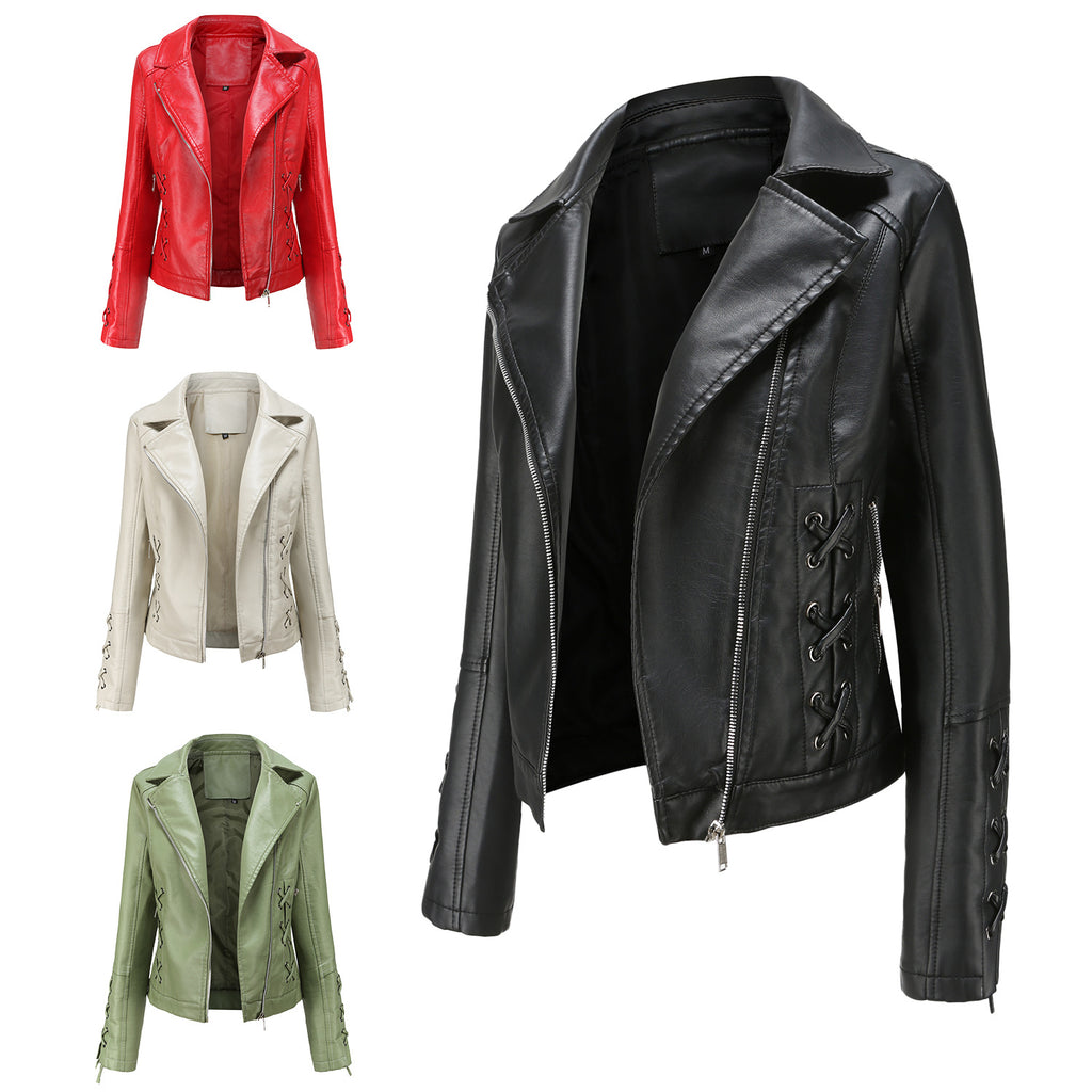 European & American Style Women’s Casual Leather Jacket – Chic and Timeless