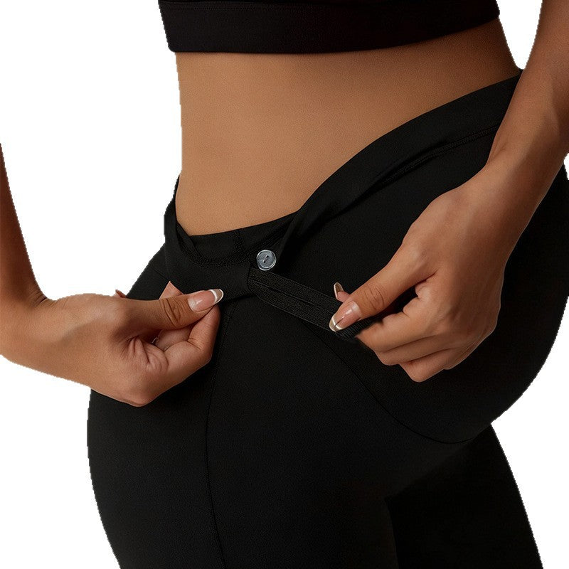 Maternity High-Waist Flared Leg Pants – Tummy Support Butt-Lifting Legging Style for Fall & Winter