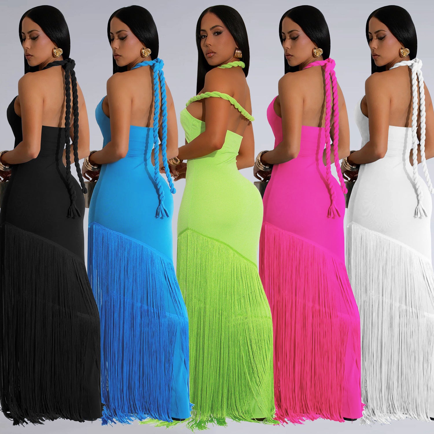 Trendy Summer Tube Dress with Tassel Accents