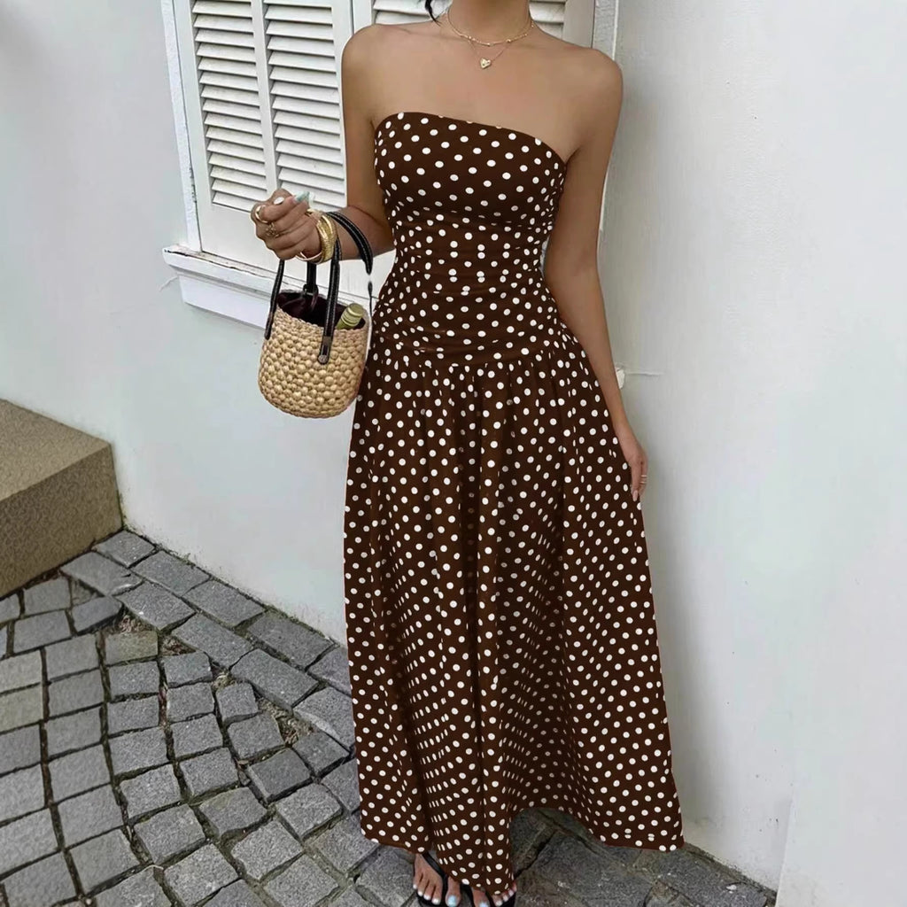 Ladies’ Polka Dot Off-Shoulder Dress – Perfect for Party, Beach, or Work