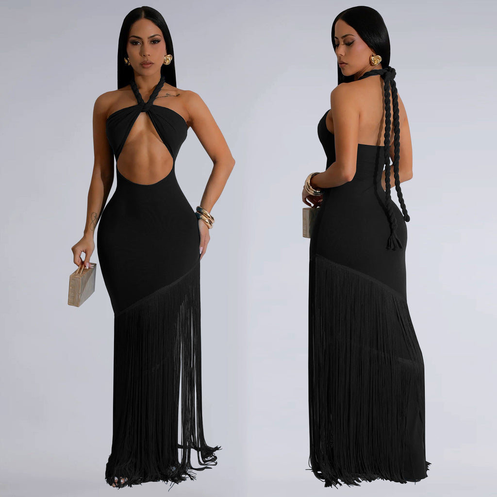 Trendy Summer Tube Dress with Tassel Accents