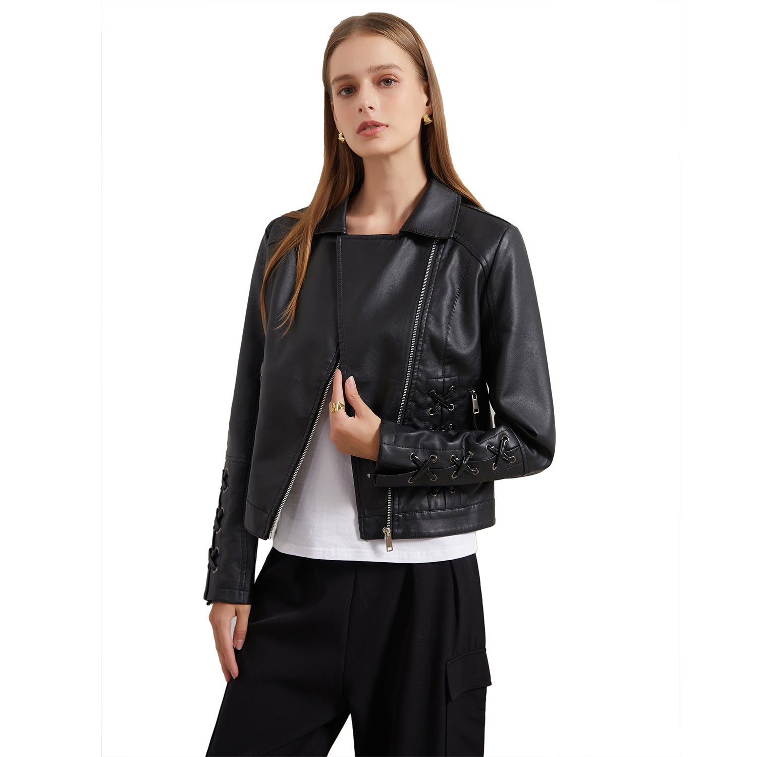 European & American Style Women’s Casual Leather Jacket – Chic and Timeless